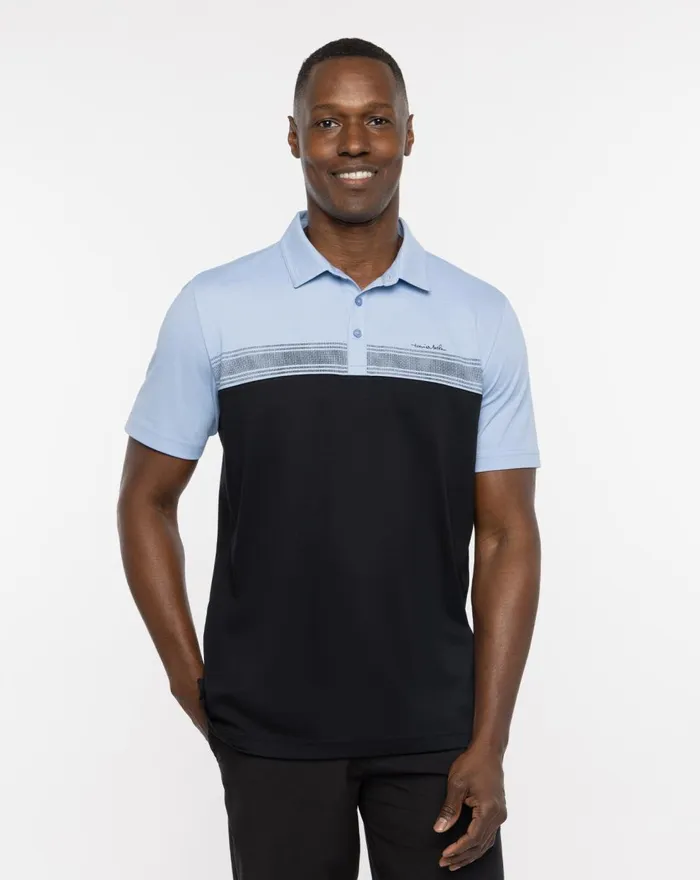 Men Polos TravisMathew CACTI FIELD POLO Heather Bel Air Blue