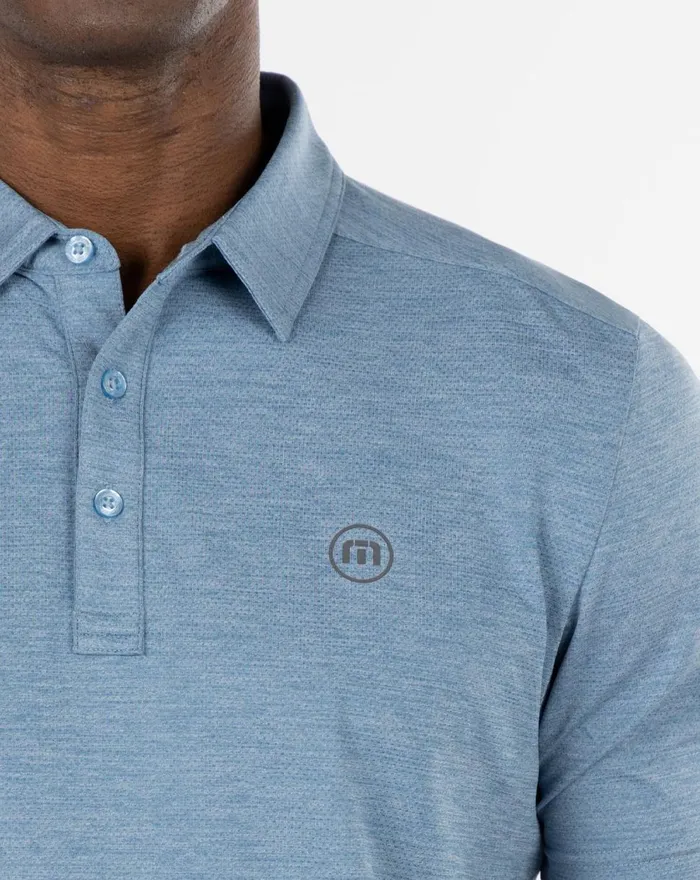 Men Polos TravisMathew HEATING UP GOLF POLO Heather Copen Blue