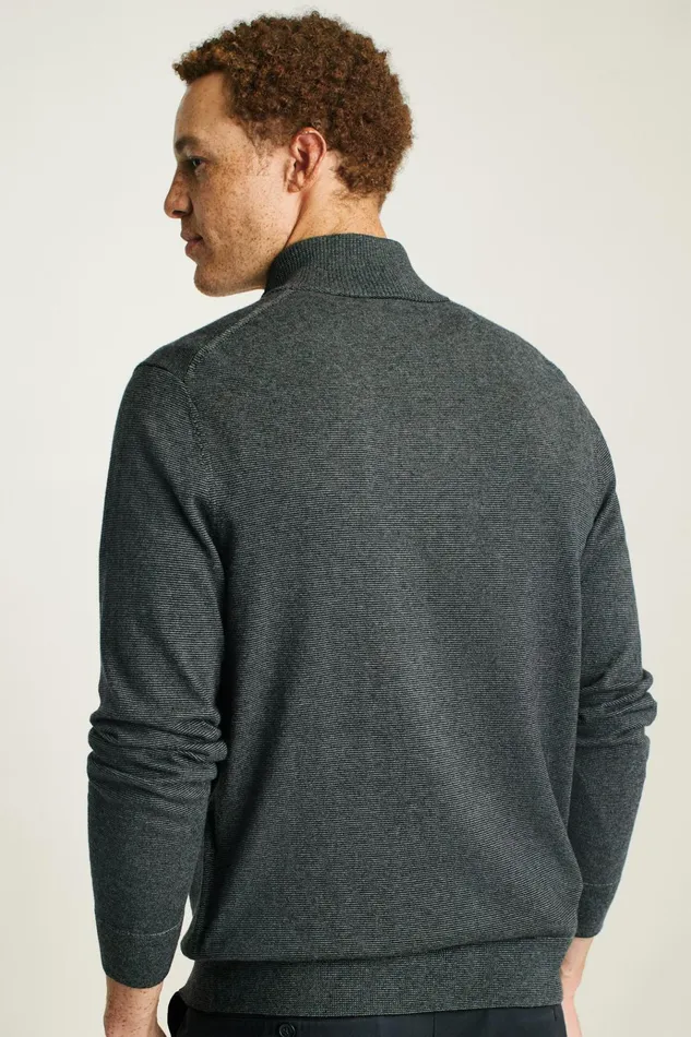 Men Seasonal Sweaters Bonobos Washable Cotton Cashmere HalfZip Charcoal Grey