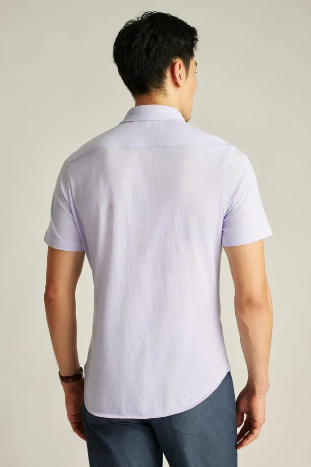 Men Short Sleeve Shirts Bonobos Jersey Riviera Shirt Soft Lilac Feeder Stripe