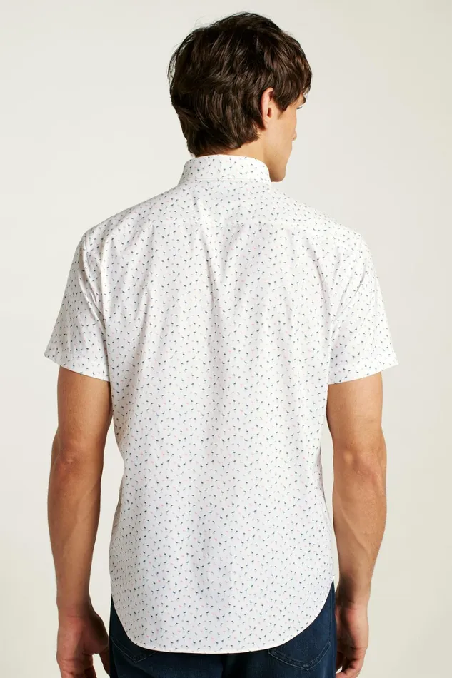 Men Short Sleeve Shirts Bonobos Tech Short Sleeve Shirt Pink And Blue Flamingo Phil