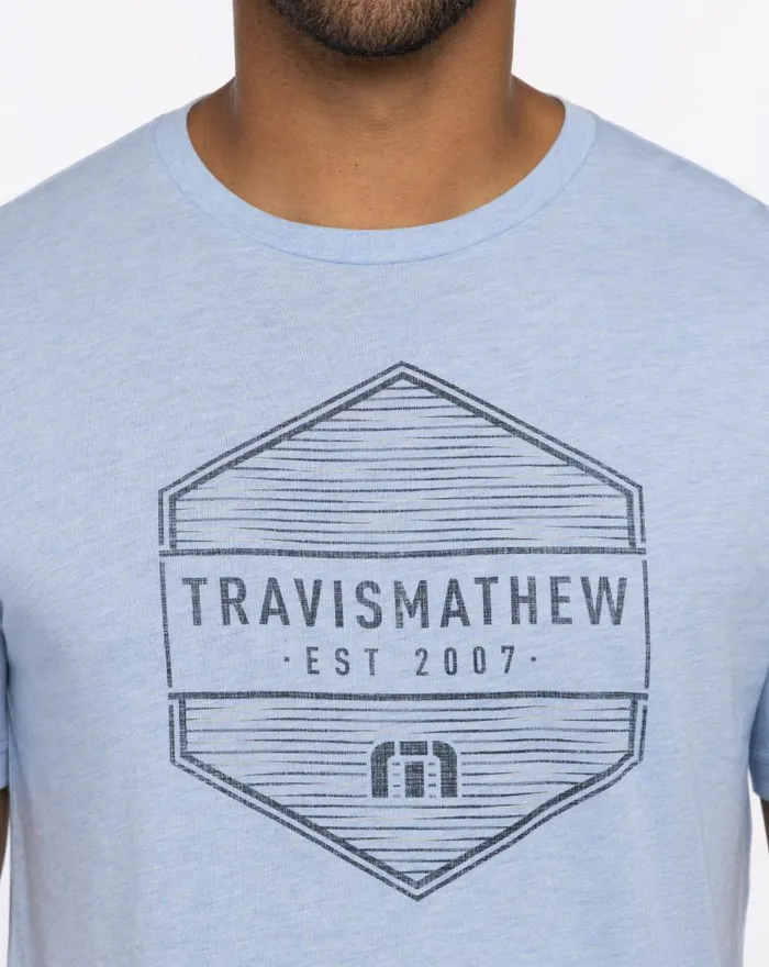 Men Tees TravisMathew PINEAPPLE SAGE TEE Heather Bel Air Blue Men Tees TravisMathew PINEAPPLE SAGE TEE Heather Bel Air Blue