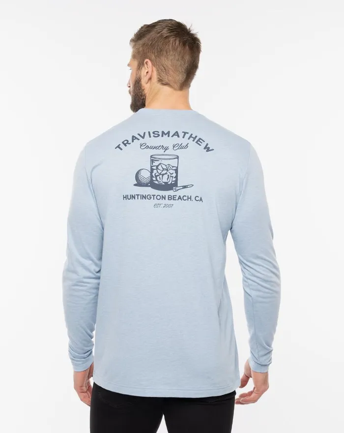 Men Tees TravisMathew RAFFLE WINNER TEE Heather Ash Blue Men Tees TravisMathew RAFFLE WINNER TEE Heather Ash Blue