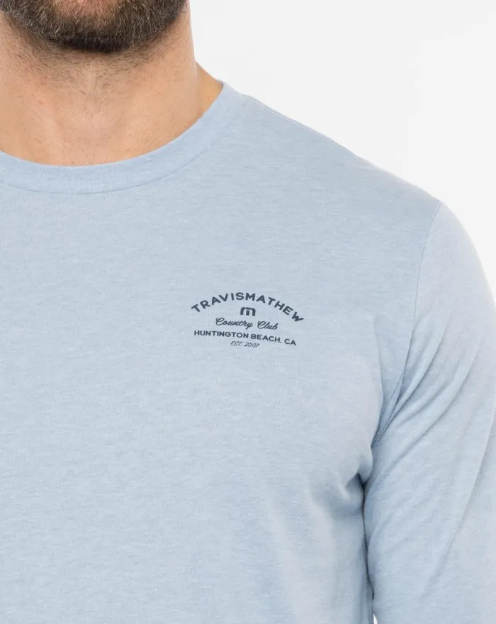 Men Tees TravisMathew RAFFLE WINNER TEE Heather Ash Blue Men Tees TravisMathew RAFFLE WINNER TEE Heather Ash Blue