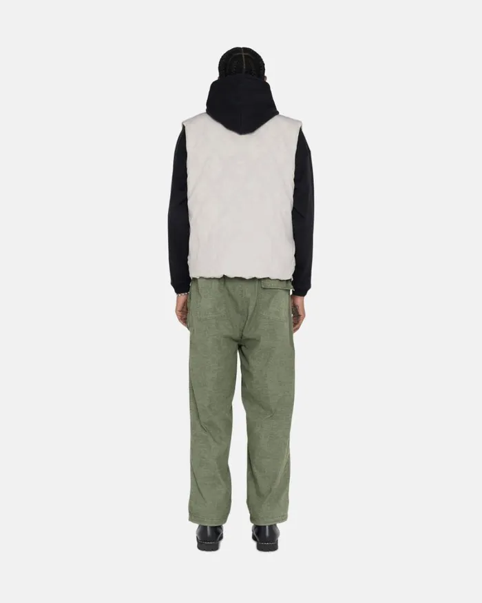Outerwear Men Stussy REVERSIBLE QUILTED VEST Cream Outerwear Men Stussy REVERSIBLE QUILTED VEST Cream