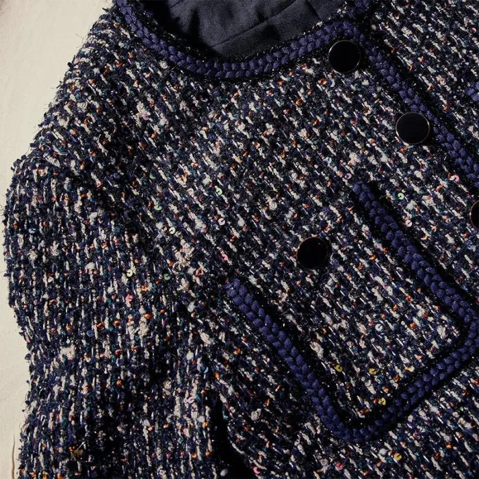 Outerwear Woman SelfPortrait Crop Boucle Jacket With Braid Detail Outerwear Woman SelfPortrait Crop Boucle Jacket With Braid Detail