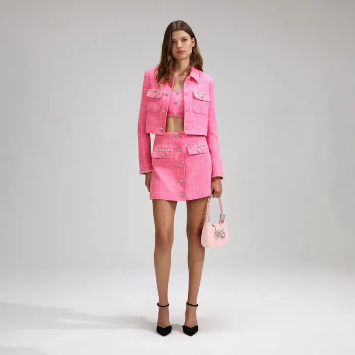 Outerwear Woman SelfPortrait Lilac Boucle Jacket Outerwear Woman SelfPortrait Lilac Boucle Jacket
