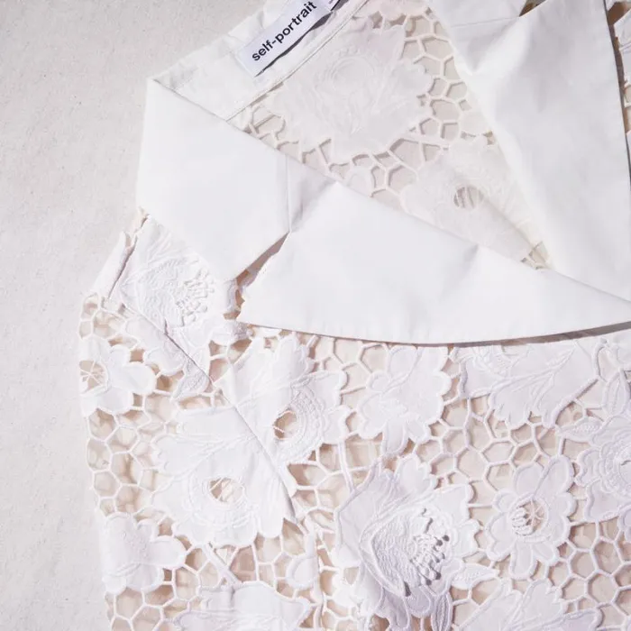 Outerwear Woman SelfPortrait White 3D Cotton Lace Jacket Outerwear Woman SelfPortrait White 3D Cotton Lace Jacket