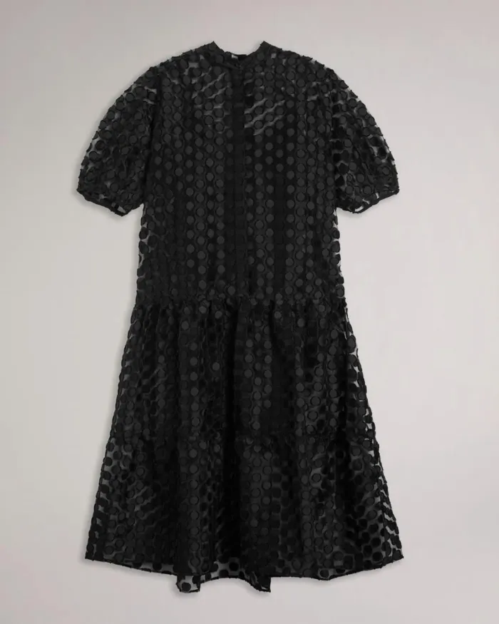 Oversized Shirt Dress With Puff Sleeve Black Women Ted Baker Clothing