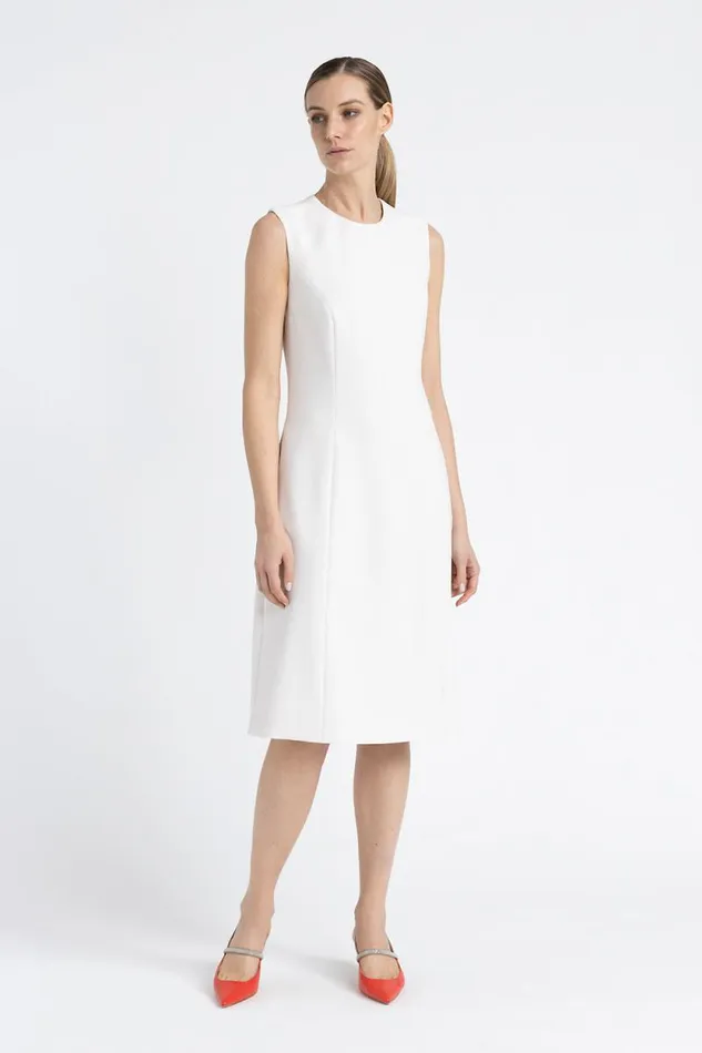 Peserico Dresses And Jumpsuits Woman Sleeveless Longuette Dress Pearl Beige