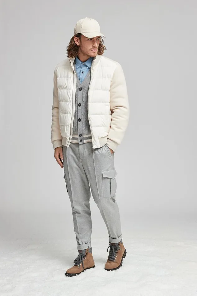 Peserico Outerwear Man Wr Goose Down Bomber Hornbeam Peserico Outerwear Man Wr Goose Down Bomber Hornbeam