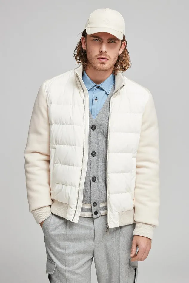 Peserico Outerwear Man Wr Goose Down Bomber Hornbeam Peserico Outerwear Man Wr Goose Down Bomber Hornbeam