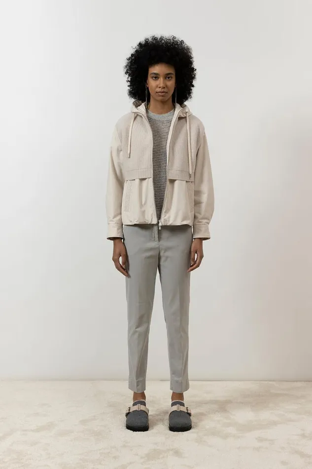 Peserico Outerwear Woman Hooded Jacket Made Of Technical Cotton Wool And Cashmere Barley Peserico Outerwear Woman Hooded Jacket Made Of Technical Cotton Wool And Cashmere Barley