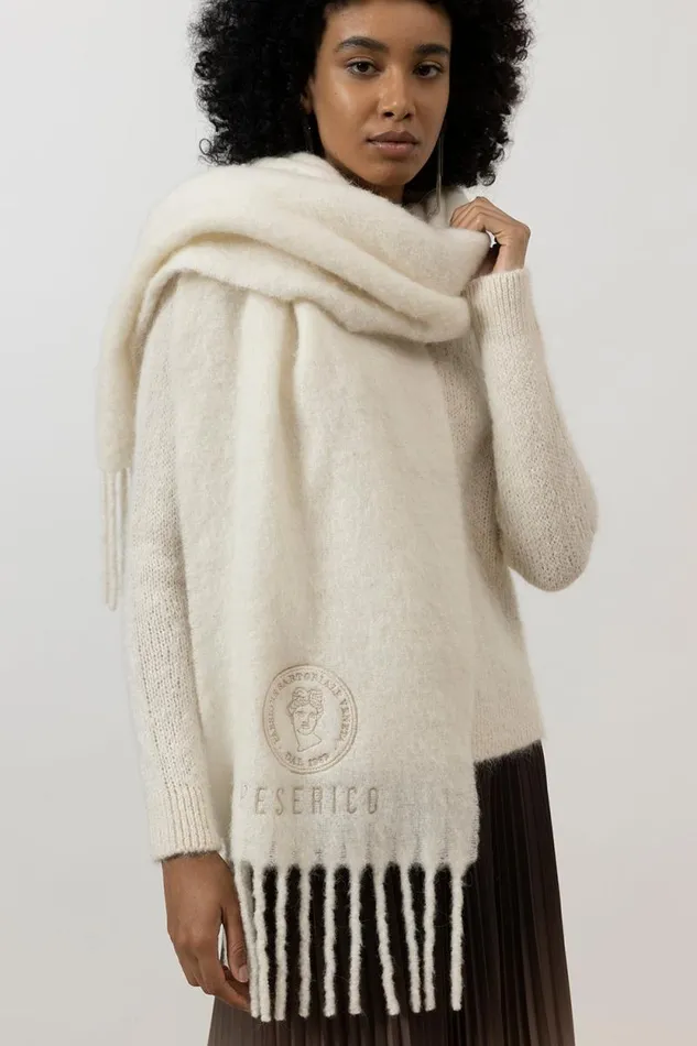 Peserico Scarves Woman Alpaca Wool Blend Scarf Natural White