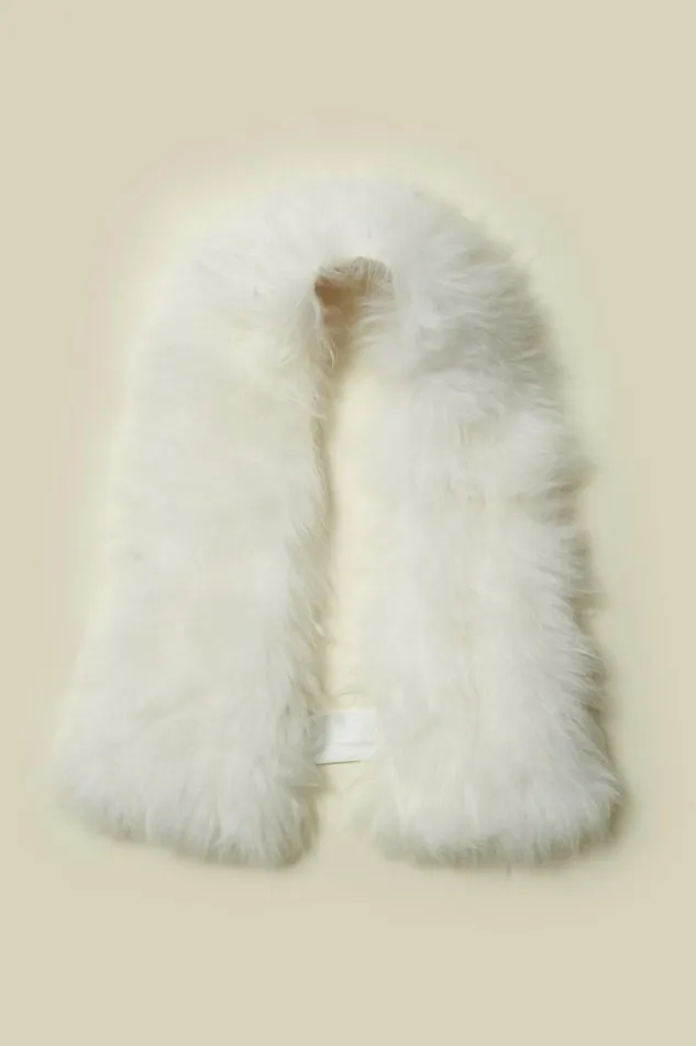 Peserico Scarves Woman Real Cashmere Goat Fur Collar Natural White