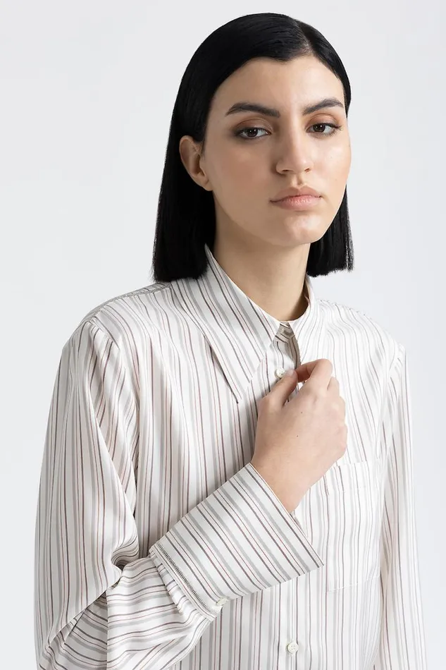 Peserico Shirts And Blouses Woman Pure Silk Shirt Walnut Peserico Shirts And Blouses Woman Pure Silk Shirt Walnut