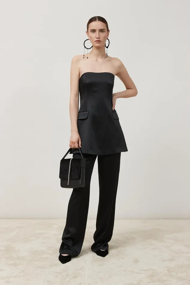 Peserico Tops And TShirts Woman Cady Enver Satin Long Top Black Peserico Tops And TShirts Woman Cady Enver Satin Long Top Black