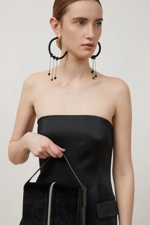 Peserico Tops And TShirts Woman Cady Enver Satin Long Top Black Peserico Tops And TShirts Woman Cady Enver Satin Long Top Black