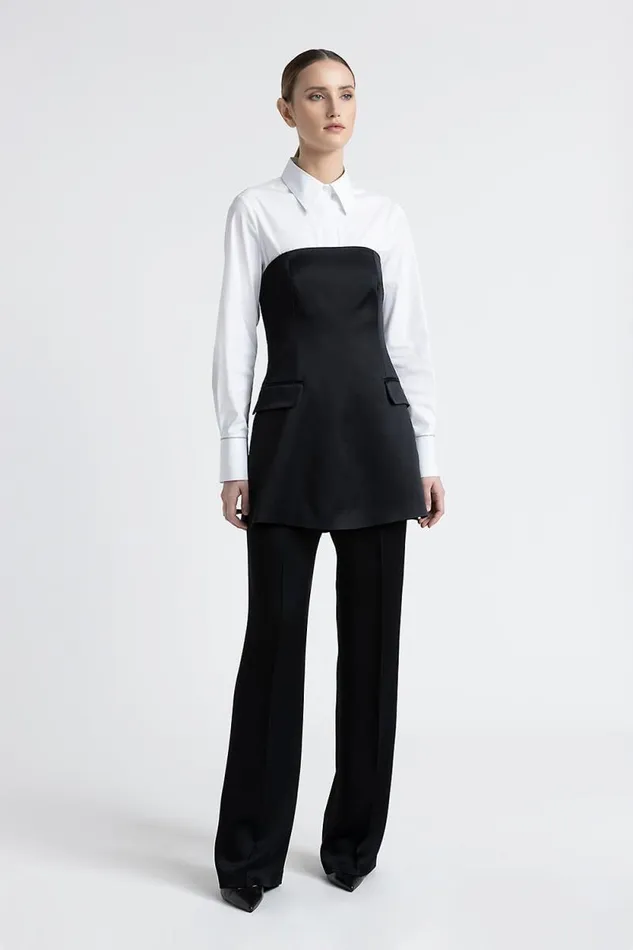 Peserico Tops And TShirts Woman Cady Enver Satin Long Top Black Peserico Tops And TShirts Woman Cady Enver Satin Long Top Black