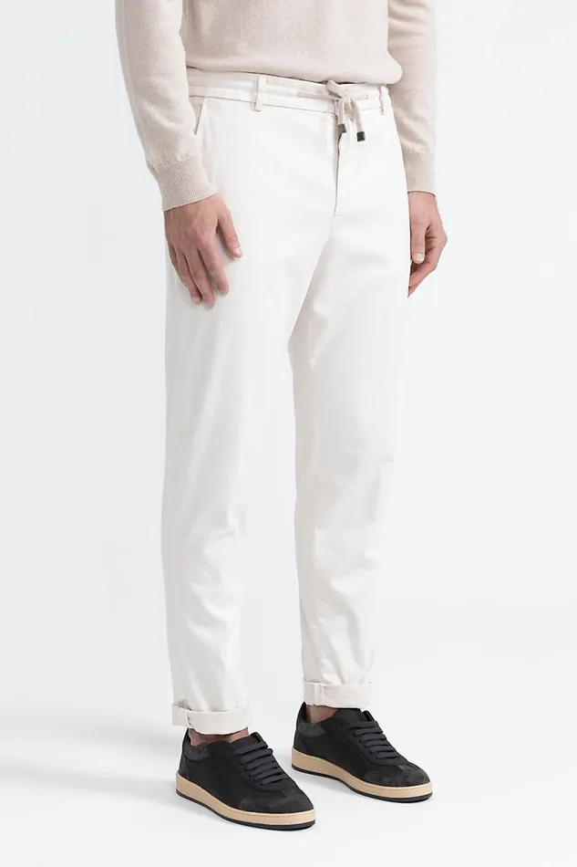 Peserico Trousers Man Cotton Tencel And Silk Joggers Pearl Beige