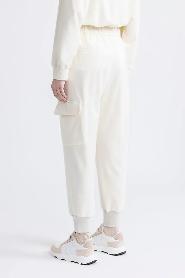 Peserico Trousers Woman Cotton Jersey Cargo Joggers Natural White Peserico Trousers Woman Cotton Jersey Cargo Joggers Natural White