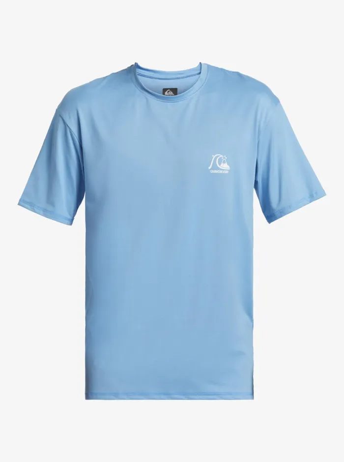 Rashguards Men Quiksilver Heritage Heather Short Sleeve Upf 50 Surf TShirt Azure Blue Rashguards Men Quiksilver Heritage Heather Short Sleeve Upf 50 Surf TShirt Azure Blue