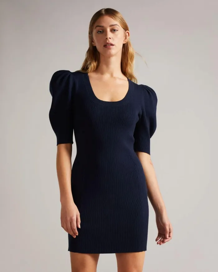 Scoop Neck Bodycon Dress Dark Blue Women Ted Baker Dresses Scoop Neck Bodycon Dress Dark Blue Women Ted Baker Dresses