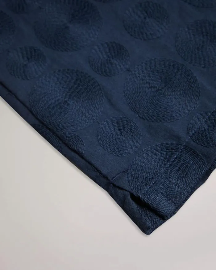Short Sleeve Circle Embroidery Shirt Navy Men Ted Baker Clothing Short Sleeve Circle Embroidery Shirt Navy Men Ted Baker Clothing