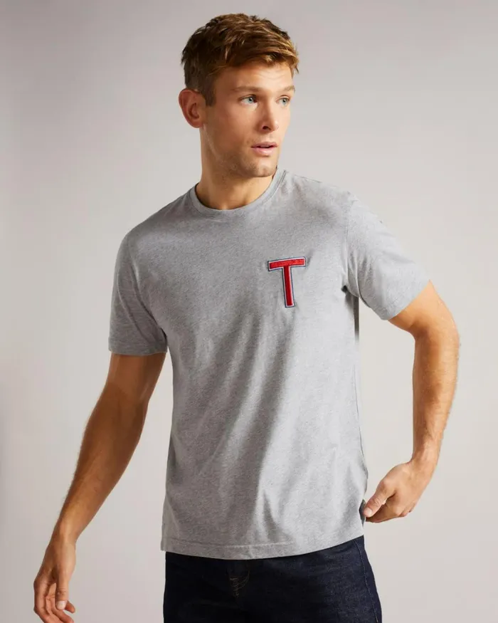 SS Varsity T TShirt Gray Marl Men Ted Baker Tops