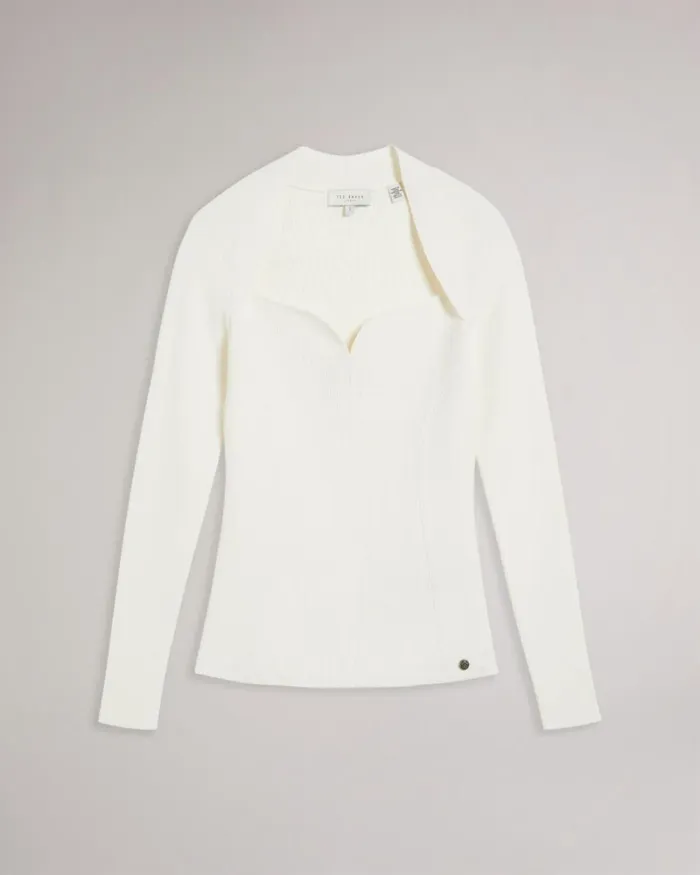 Sweetheart Neckline Knitted Top White Women Ted Baker Clothing