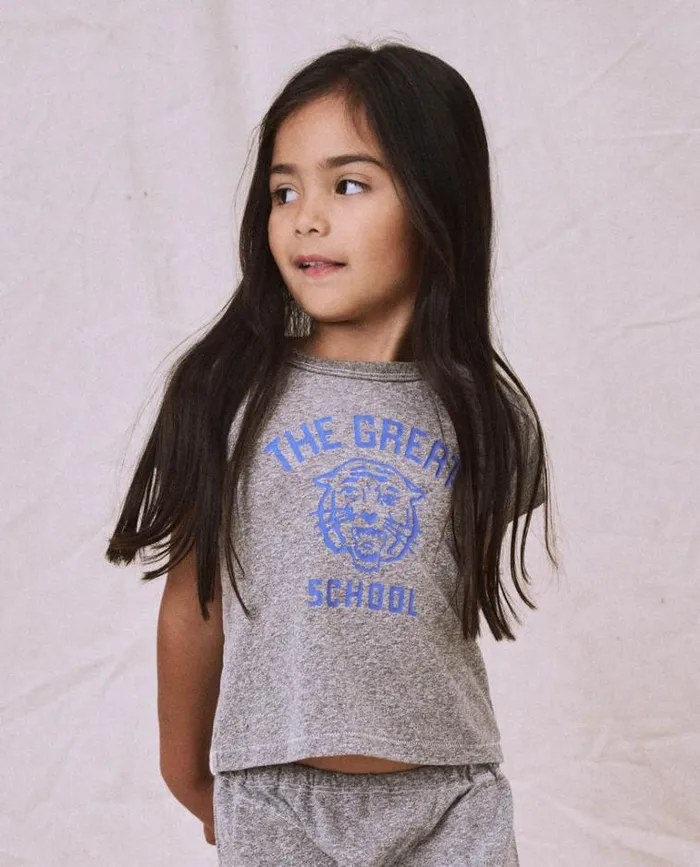 Tshirts Little039s The Great The Little Boxy Crew Heather Grey With Wild Cat Graphic