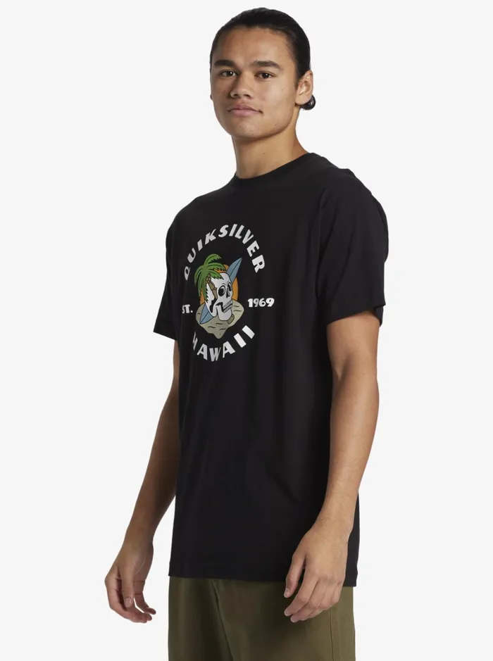 Tees Men Quiksilver Hawaii Palm And Skull TShirt Black Tees Men Quiksilver Hawaii Palm And Skull TShirt Black