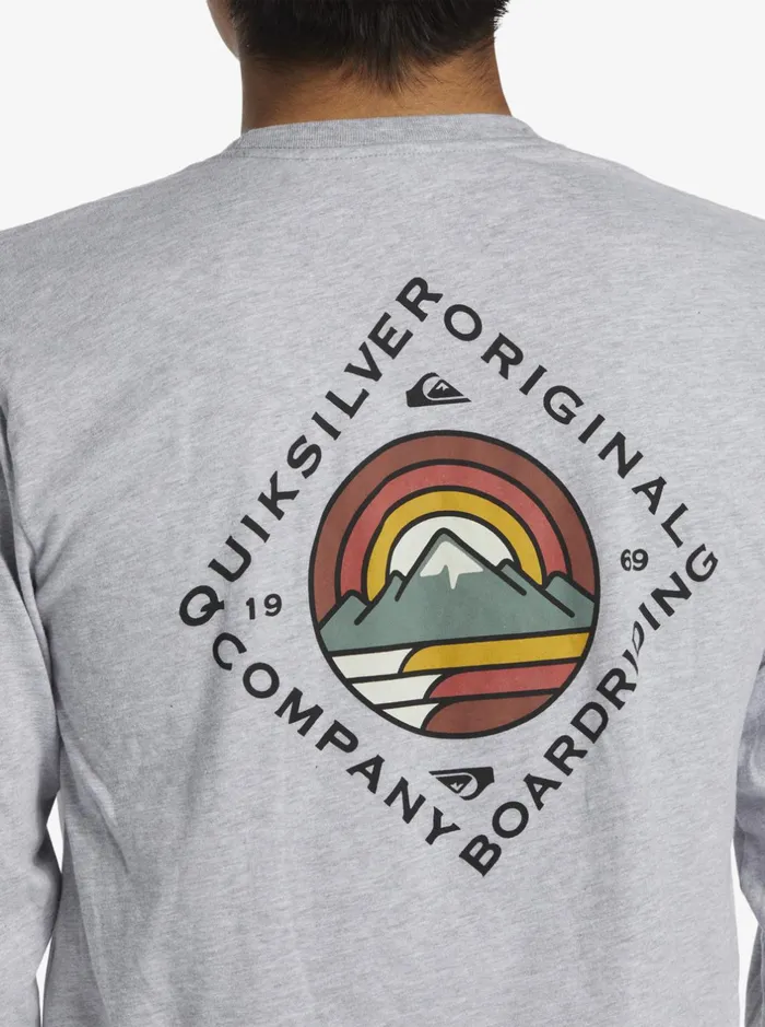 Tees Men Quiksilver Scenic View Long Sleeve TShirt Athletic Heather Tees Men Quiksilver Scenic View Long Sleeve TShirt Athletic Heather