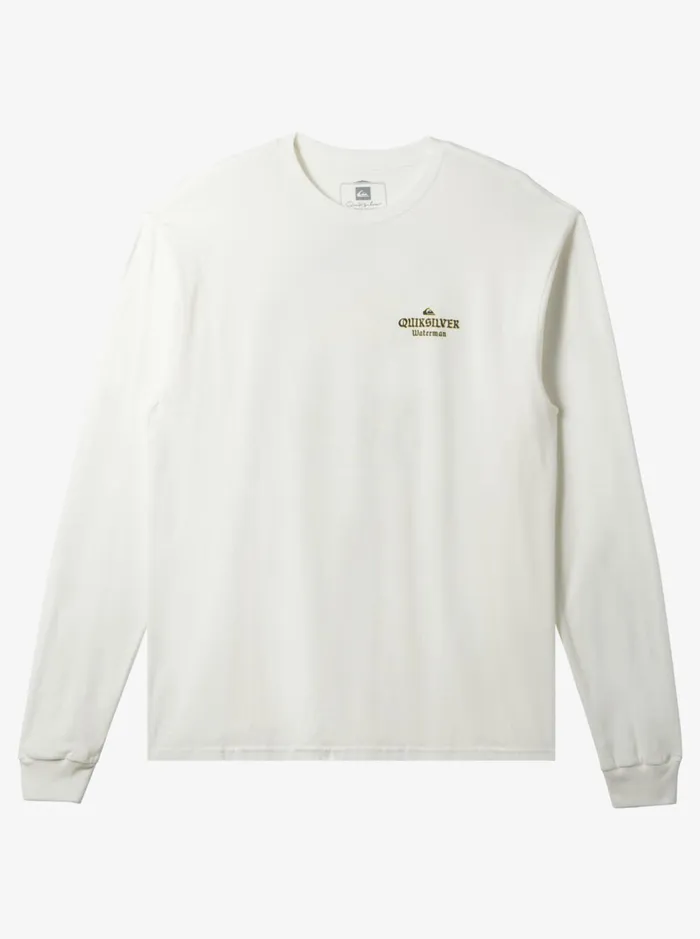 Tees Men Quiksilver Waterman Dorado Magic Long Sleeve TShirt Snow White