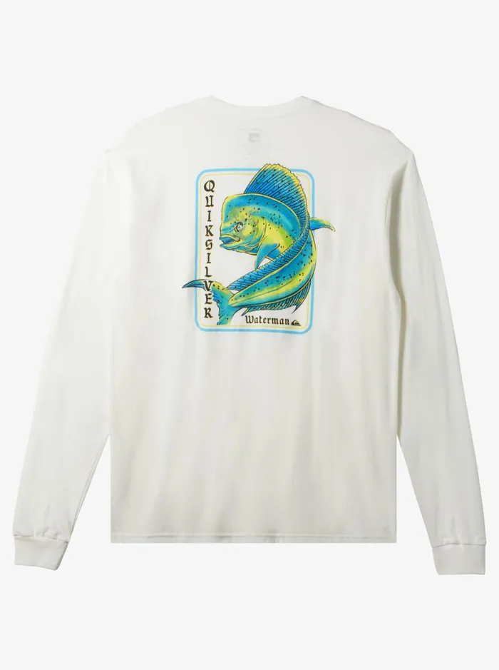 Tees Men Quiksilver Waterman Dorado Magic Long Sleeve TShirt Snow White Tees Men Quiksilver Waterman Dorado Magic Long Sleeve TShirt Snow White