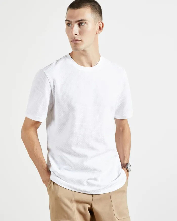 Textured Cotton Tshirt White Men Ted Baker Clothing Textured Cotton Tshirt White Men Ted Baker Clothing