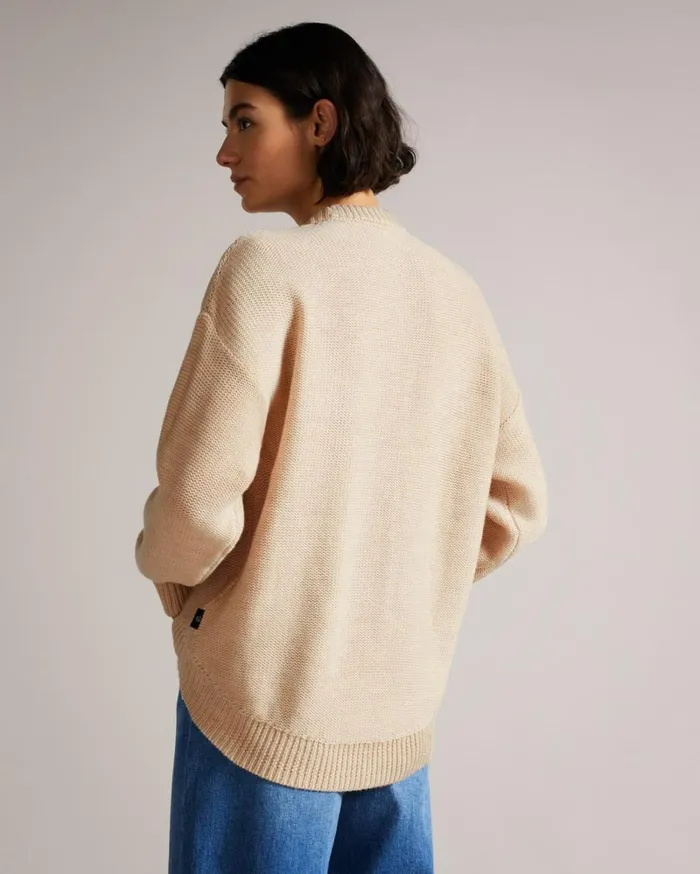 Textured Floral Wool Jumper Light Brown Women Ted Baker Sweaters Textured Floral Wool Jumper Light Brown Women Ted Baker Sweaters