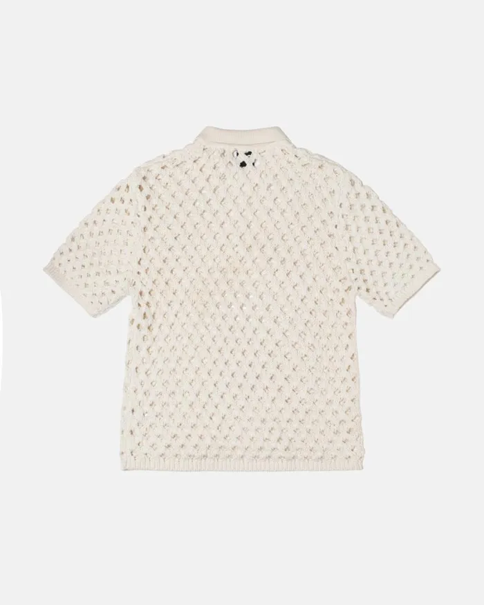 Tops and Shirts Men Stussy BIG MESH POLO SWEATER Ivory Tops and Shirts Men Stussy BIG MESH POLO SWEATER Ivory