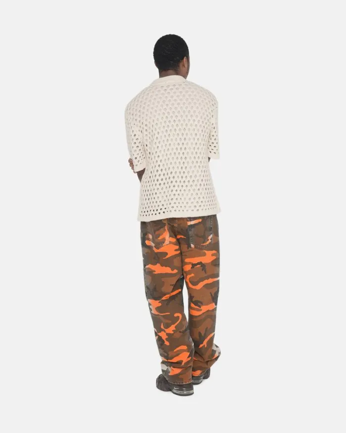 Tops and Shirts Men Stussy BIG MESH POLO SWEATER Ivory Tops and Shirts Men Stussy BIG MESH POLO SWEATER Ivory