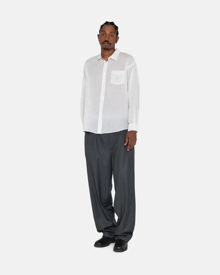 Tops and Shirts Men Stussy LIGHTWEIGHT CLASSIC SHIRT White Tops and Shirts Men Stussy LIGHTWEIGHT CLASSIC SHIRT White