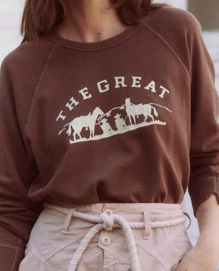 Tops Women039s The Great The College Sweatshirt Hickory With Gaucho Graphic