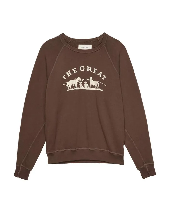 Tops Women039s The Great The College Sweatshirt Hickory With Gaucho Graphic