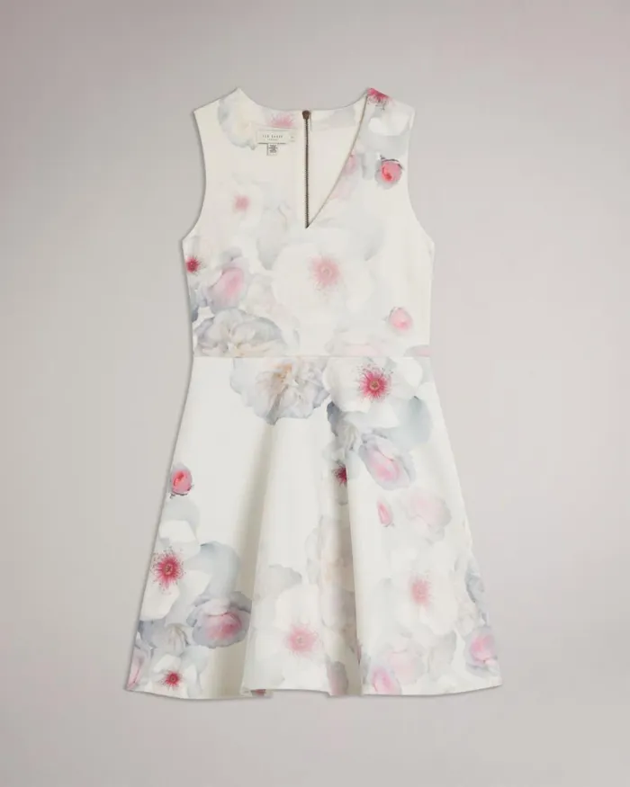 VNeck Printed Skater Dress Natural Women Ted Baker Clothing