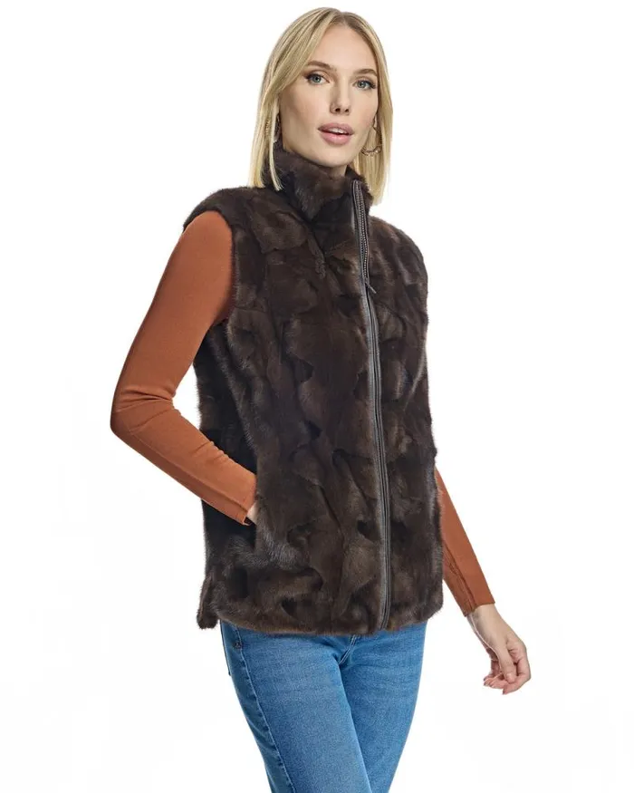 Vests Women039s Maximilian Mink Sections Vest