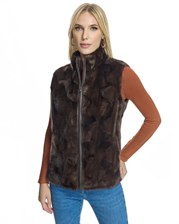 Vests Women039s Maximilian Mink Sections Vest