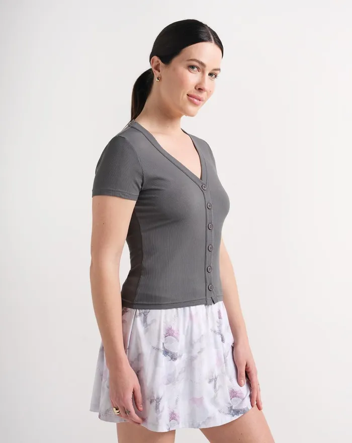 Women All Tops TravisMathew BUTTERFLY BEACH RIBBED TOP Thunderstorm