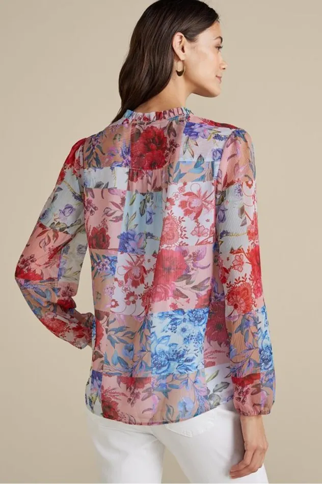 Women Anastasia Shirt Chrysanthemum Floral Soft Surroundings Tops Women Anastasia Shirt Chrysanthemum Floral Soft Surroundings Tops