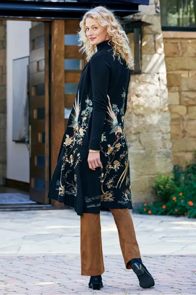 Women Ava Embroidered Cardigan Black Soft Surroundings Sweaters and Cardigans Women Ava Embroidered Cardigan Black Soft Surroundings Sweaters and Cardigans