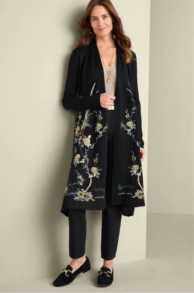 Women Ava Embroidered Cardigan Black Soft Surroundings Sweaters and Cardigans Women Ava Embroidered Cardigan Black Soft Surroundings Sweaters and Cardigans