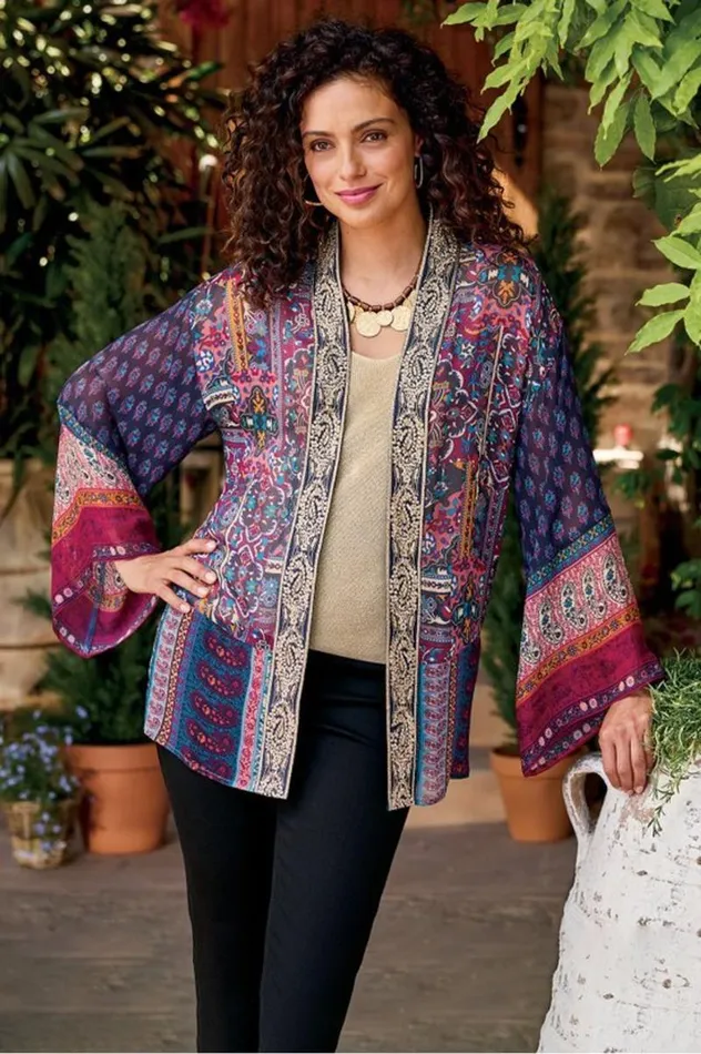Women Cindra Topper Autumnal Patchwork Multi Soft Surroundings Toppers Women Cindra Topper Autumnal Patchwork Multi Soft Surroundings Toppers